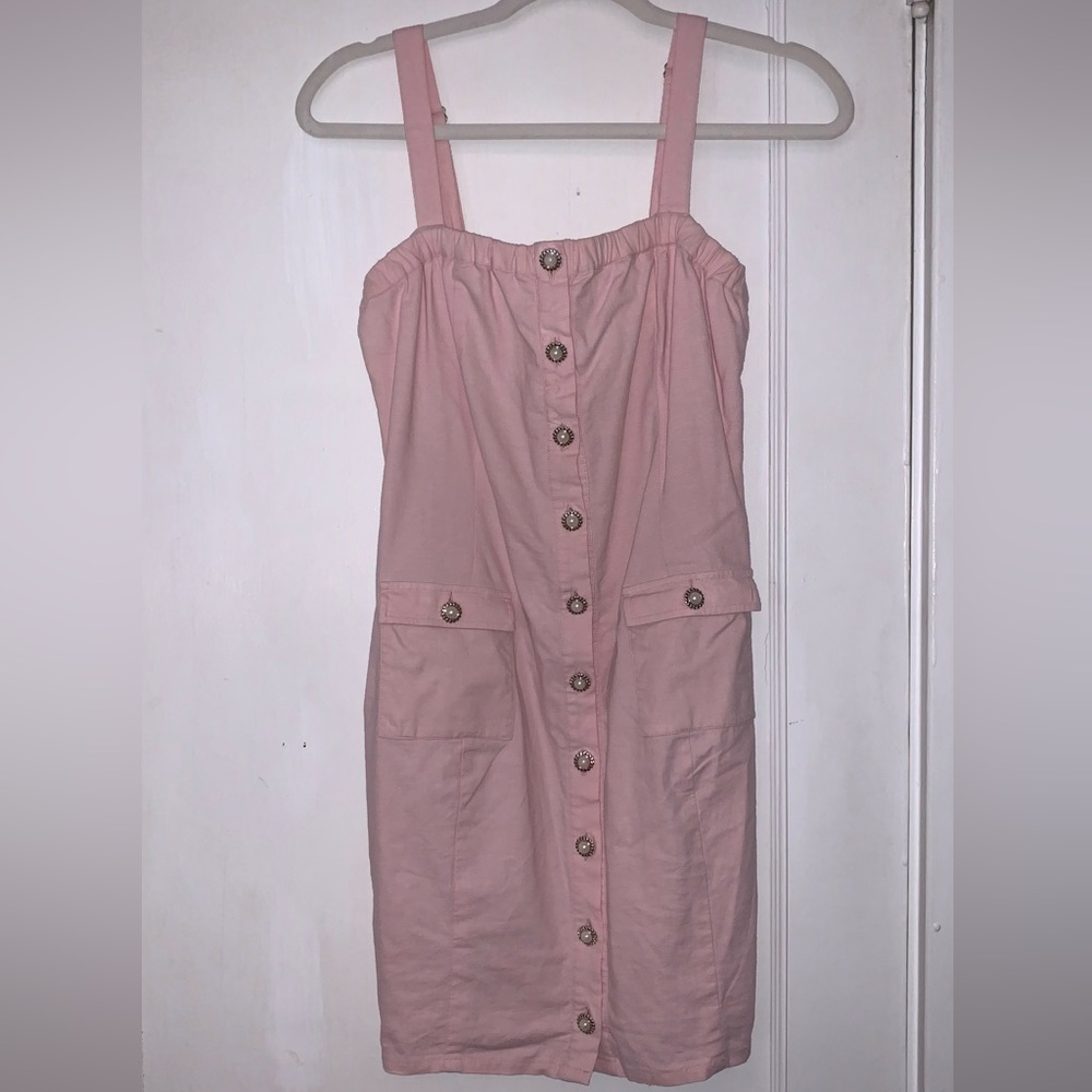 Marjorelle Light Pink Front Button Mini Dress